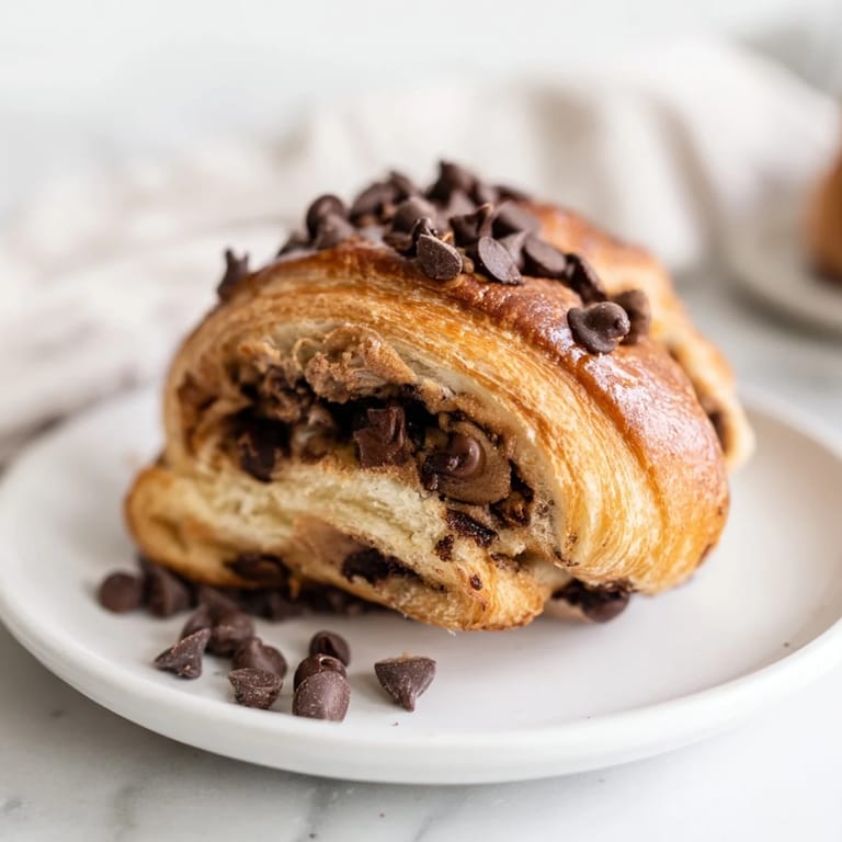 Close-up of a perfectly baked Viral Crookie, highlighting its buttery layers and chocolatey goodness.