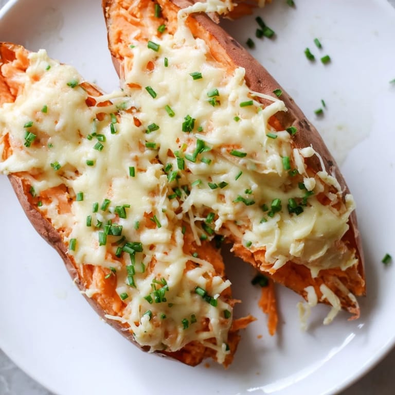 Warm, hearty Sweet Potato & Cheese Whole Roasts are stuffed with melted cheese, ready to enjoy.