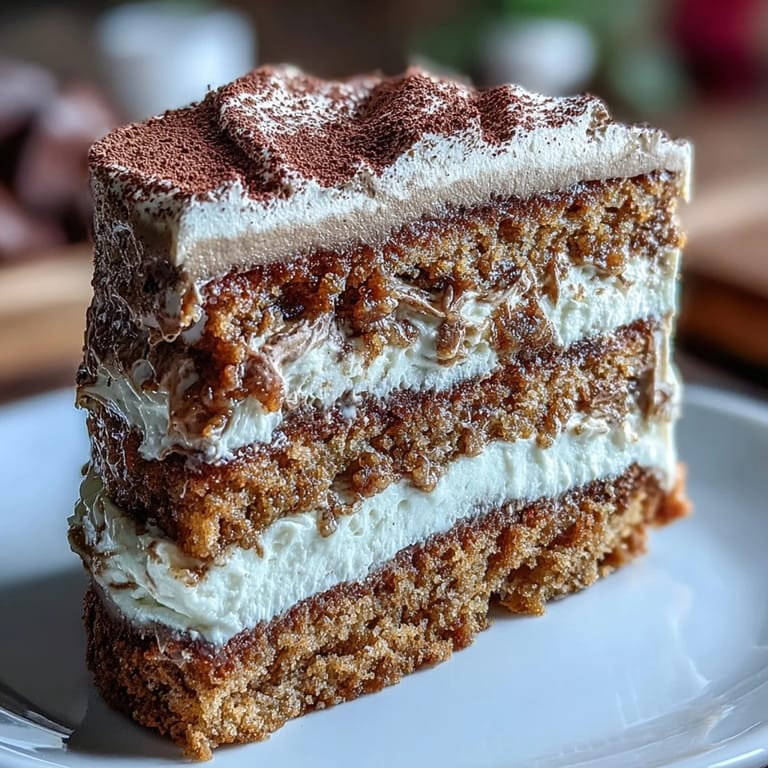 A slice of Fluffy Hojicha Cake reveals an airy genoise sponge with rich, smoky whipped cream.