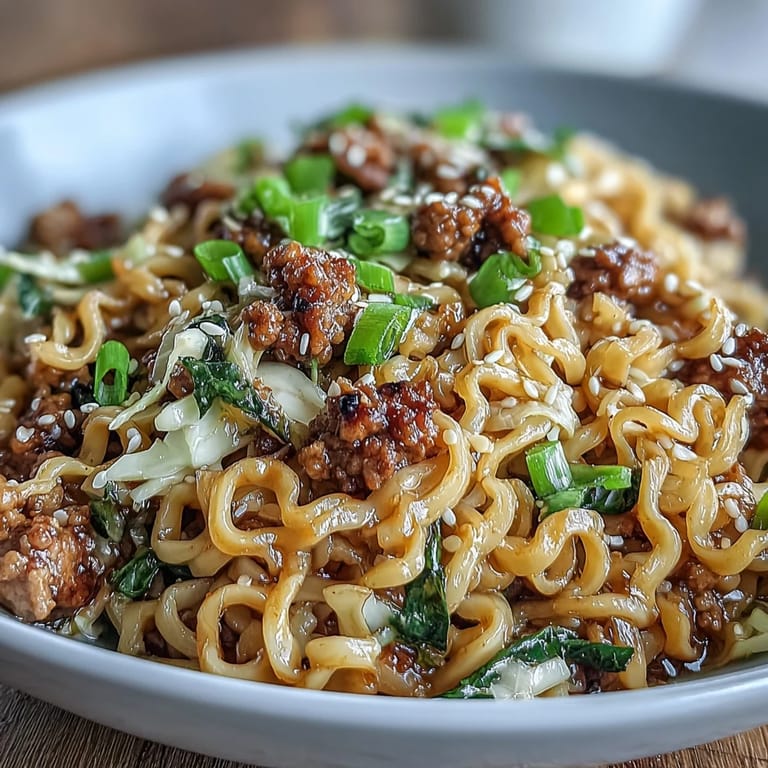 Ready in 25 minutes, this Creamy Potsticker Noodle Stir-Fry features saucy noodles, crisp veggies, and a spicy kick for family-style meals.
