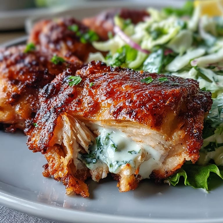Keto Crispy Chicken Thighs with Lemon Butter Cabbage Slaw baked for a low-carb dinner.