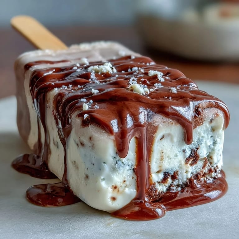 Frozen vanilla bean frappuccino pops swirled with coffee and topped with smooth semisweet chocolate.  