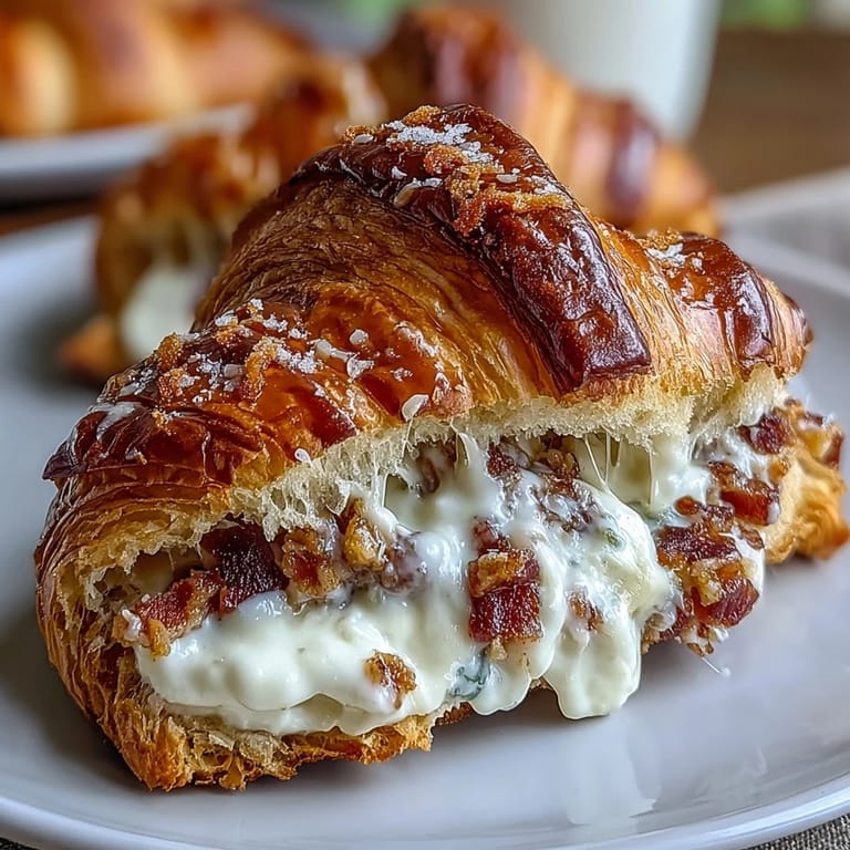 A hearty Ham & Swiss Croissant Bake with tender croissant pieces, savory ham, and gooey Swiss cheese baked to golden perfection.