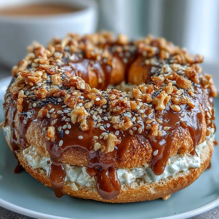 High-protein bagels with classic everything seasoning, served warm with zesty Greek yogurt dip.