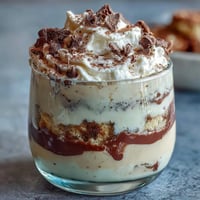 Decadent Vanilla Bean Frappuccino Tiramisu Cups with creamy mascarpone and espresso-soaked ladyfingers in individual dessert cups.  
